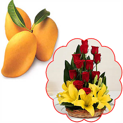 "Mangoes and Flower Basket - Click here to View more details about this Product